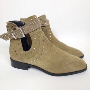 NWT Zara Leather Cutout Stud Booties Cowgirl Size 7.5